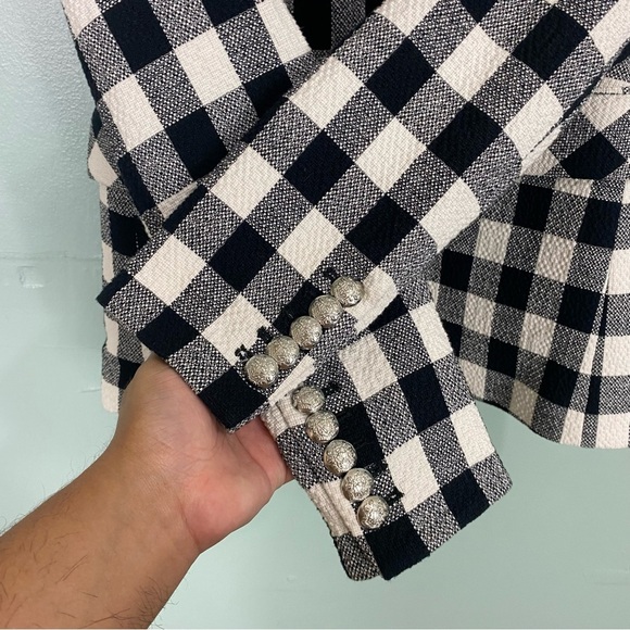 Veronica Beard Black White Plaid‎ Dickey Miller Jacket Blazer Double Breasted 4 - Picture 5 of 8